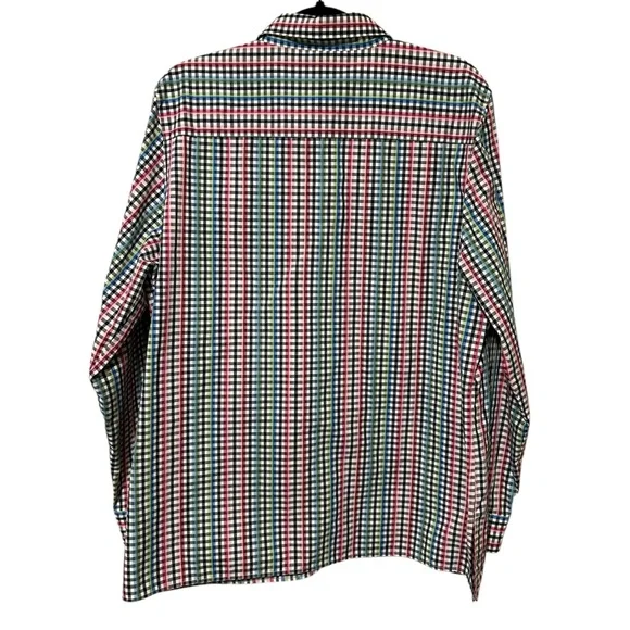 Foxcroft Women’s Multicolored Pink Green Blue White Plaid Button Down Blouse - Picture 2 of 7